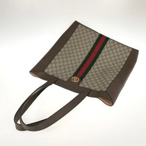 Gucci Beige and Brown Tote with Red and Green Stripe